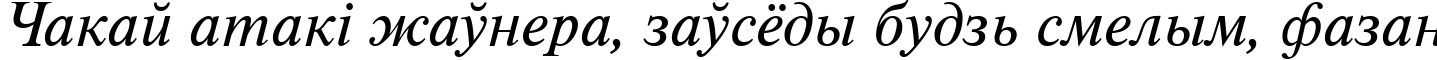 Пример написания шрифтом TimelessTCYLig Italic текста на белорусском