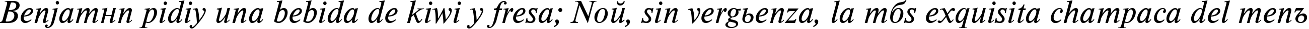 Пример написания шрифтом TimelessTCYLig Italic текста на испанском