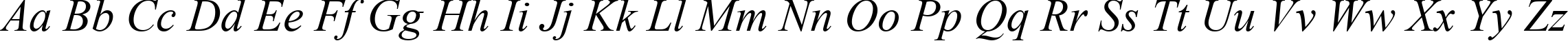 Пример написания английского алфавита шрифтом Times New Roman CE Italic