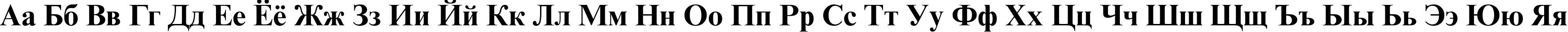 Пример написания русского алфавита шрифтом Times New Roman Cyr Bold