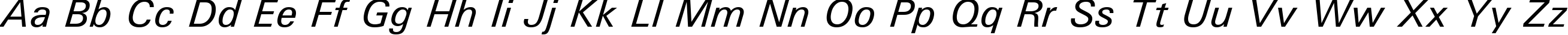 Пример написания английского алфавита шрифтом Univers Medium Italic