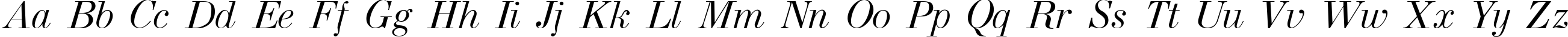 Пример написания английского алфавита шрифтом Usual New Italic
