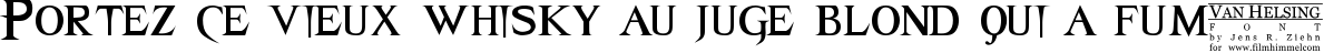 Пример написания шрифтом Van Helsing текста на французском