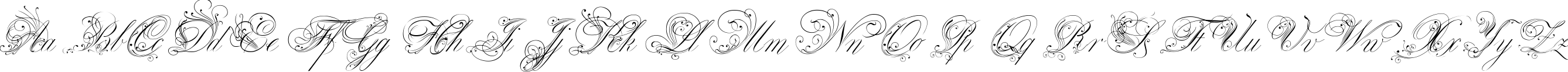 Пример написания английского алфавита шрифтом Venski Sad Two Medium