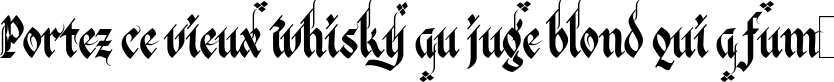 Пример написания шрифтом Verona Gothic Flourishe текста на французском