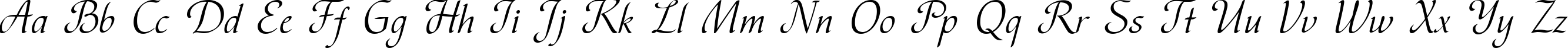 Пример написания английского алфавита шрифтом Vesna