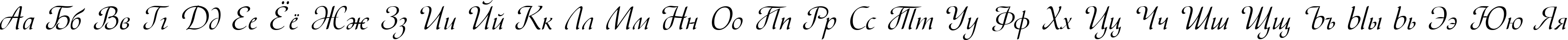 Пример написания русского алфавита шрифтом Vesna