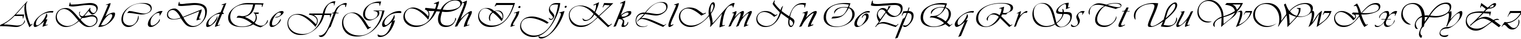 Пример написания английского алфавита шрифтом Vivacious