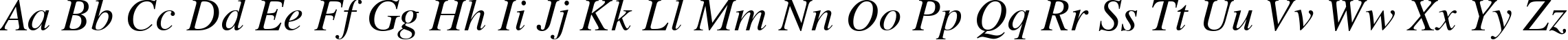 Пример написания английского алфавита шрифтом Vremya Italic