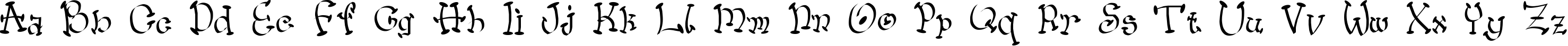 Пример написания английского алфавита шрифтом Wacko