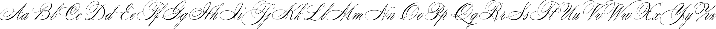 Пример написания английского алфавита шрифтом Wolfgang Amadeus Mozart