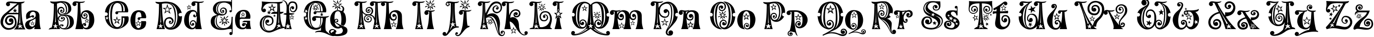 Пример написания английского алфавита шрифтом Wonderland Stars