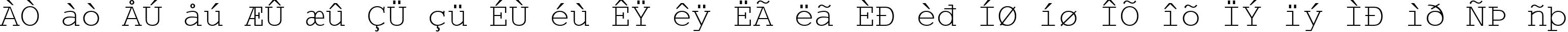 Пример написания английского алфавита шрифтом WP MultinationalA Courier