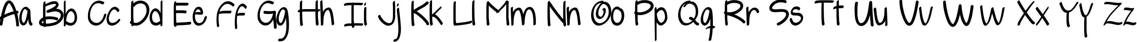 Пример написания английского алфавита шрифтом yelly