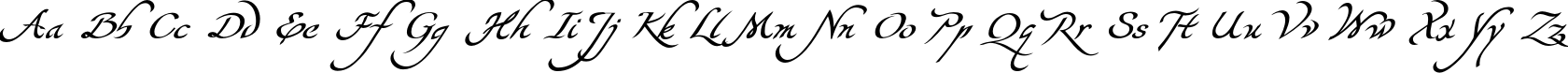 Пример написания английского алфавита шрифтом Yevida-Potens