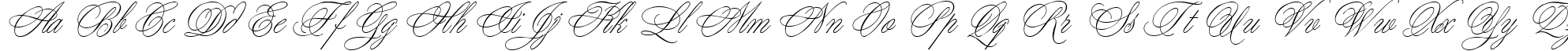Пример написания английского алфавита шрифтом Young Baroque LET Plain:1.0