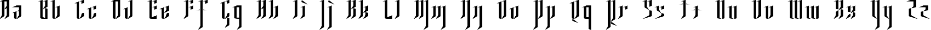 Пример написания английского алфавита шрифтом Ysgarth Normal