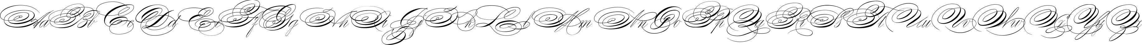Пример написания английского алфавита шрифтом Zanerian Two