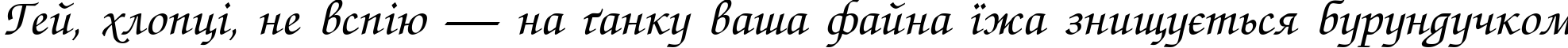 Пример написания шрифтом Zapf Chance Italic текста на украинском
