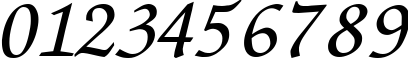 Пример написания цифр шрифтом Zapf Chancery Italic:001.007