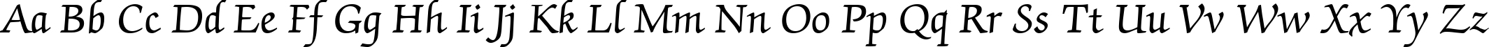 Пример написания английского алфавита шрифтом Zapf Chancery Medium BT