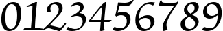 Пример написания цифр шрифтом Zapf Chancery Medium BT