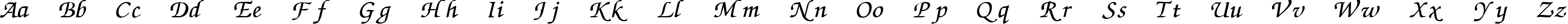 Пример написания английского алфавита шрифтом ZapfChancery Cyrillic Italic