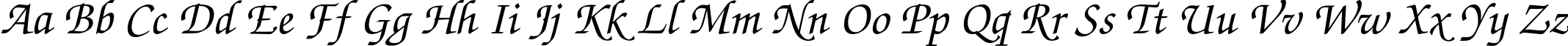 Пример написания английского алфавита шрифтом ZapfChanceryC