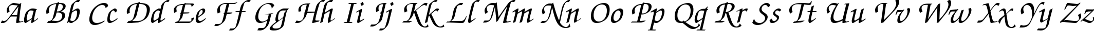 Пример написания английского алфавита шрифтом ZapfChanceryCTT