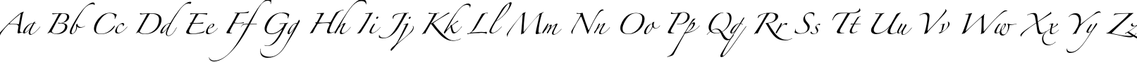 Пример написания английского алфавита шрифтом Zapfino Extra LT Pro