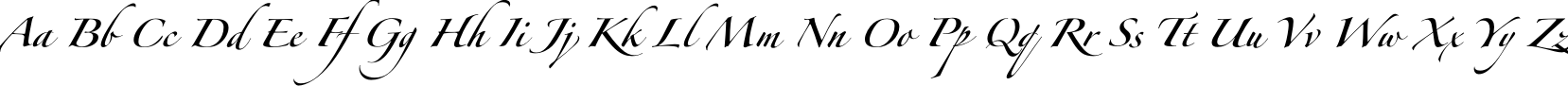 Пример написания английского алфавита шрифтом Zapfino Forte LT Pro