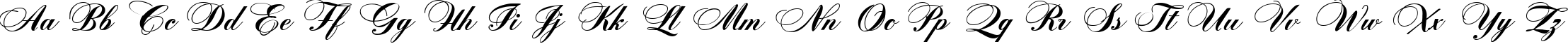 Пример написания английского алфавита шрифтом Zither Script