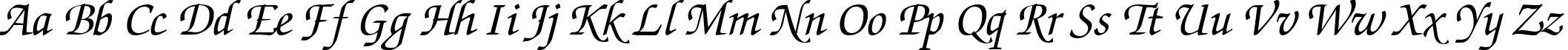 Пример написания английского алфавита шрифтом ZurichCalligraphic Italic