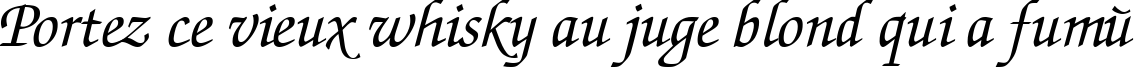 Пример написания шрифтом ZurichCalligraphic Italic текста на французском