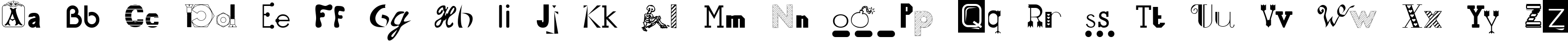 Пример написания английского алфавита шрифтом 50 Fonts 2