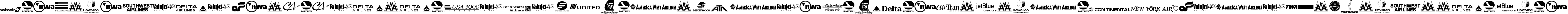 Пример написания шрифтом Airline Logos Past and Present текста на испанском