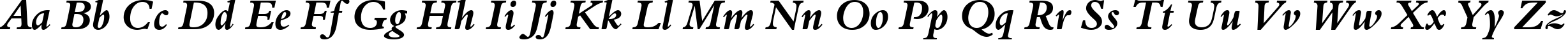 Пример написания английского алфавита шрифтом Aldine 401 Bold Italic BT