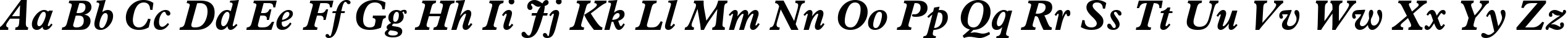 Пример написания английского алфавита шрифтом Aldine 721 Bold Italic BT