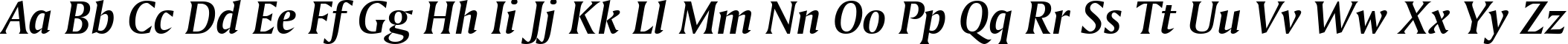 Пример написания английского алфавита шрифтом Amerigo Bold Italic BT