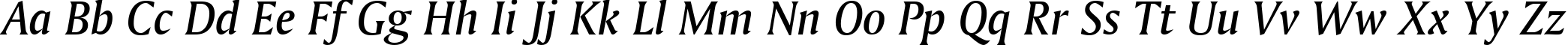 Пример написания английского алфавита шрифтом Amerigo Medium Italic BT