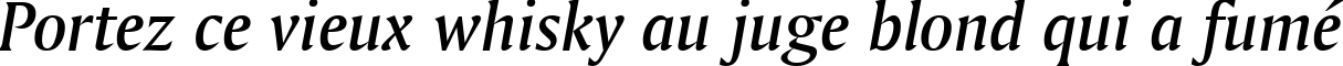 Пример написания шрифтом Amerigo Medium Italic BT текста на французском