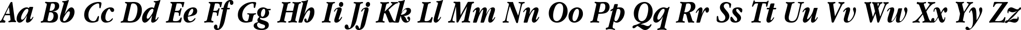Пример написания английского алфавита шрифтом Apple Garamond Bold Italic