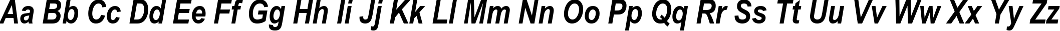 Пример написания английского алфавита шрифтом Ariac Bold Italic