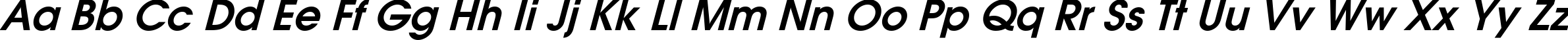 Пример написания английского алфавита шрифтом Avanti Bold Italic
