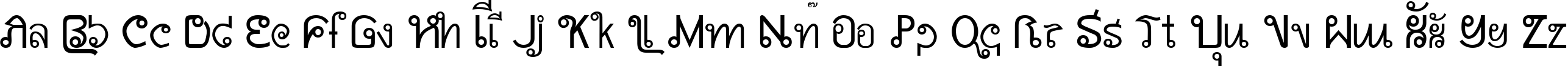 Пример написания английского алфавита шрифтом AW_Siam English not Thai