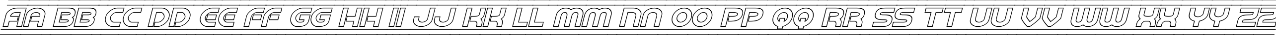 Пример написания английского алфавита шрифтом Barcade Outline Italic