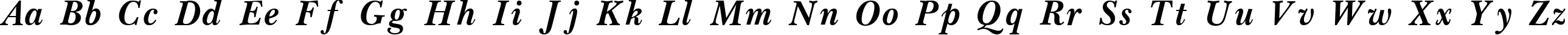 Пример написания английского алфавита шрифтом Baskerville Bold Italic