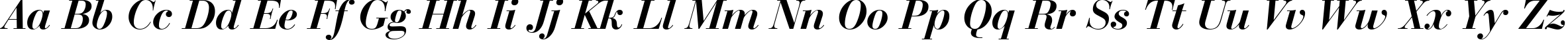 Пример написания английского алфавита шрифтом Bauer Bodoni Bold Italic BT