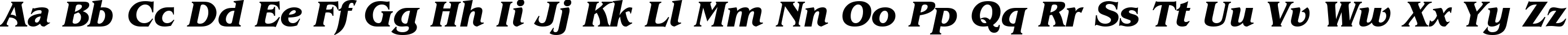 Пример написания английского алфавита шрифтом Benguiat Bold Italic BT