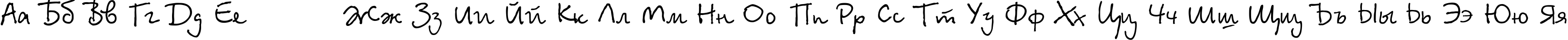 Пример написания русского алфавита шрифтом Betina Script